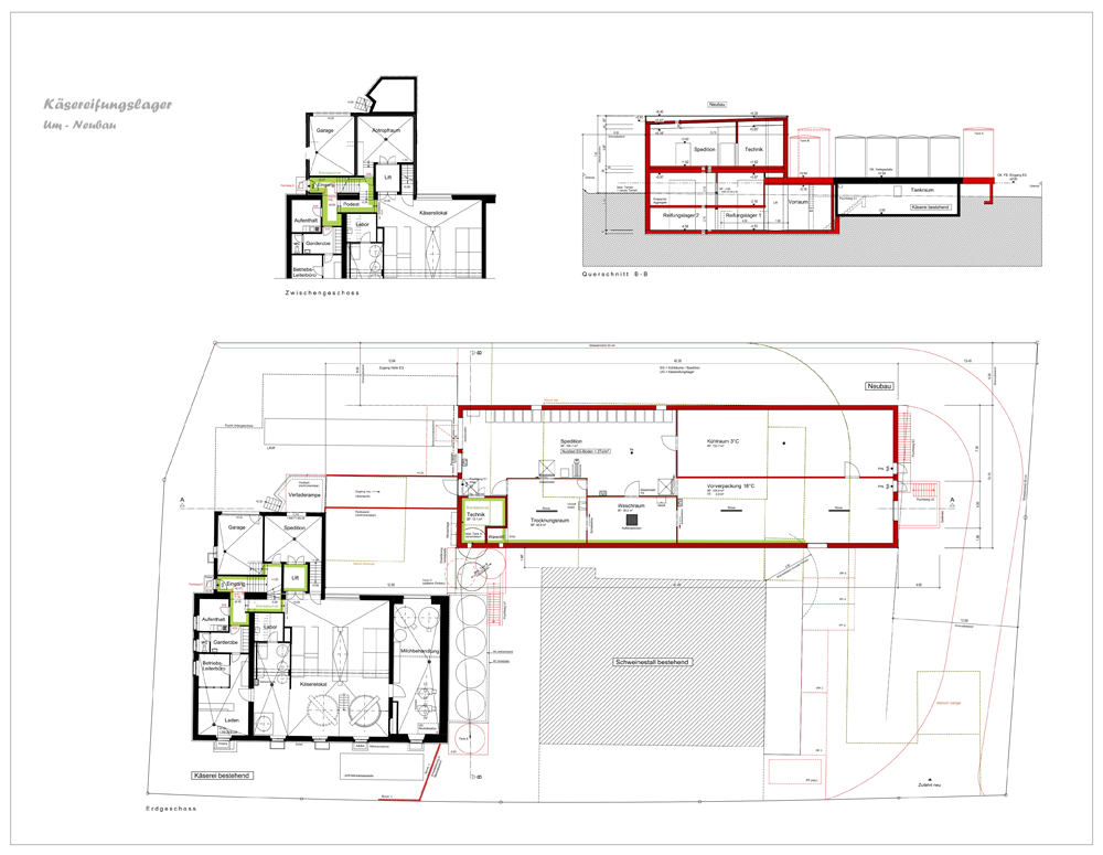 Grundriss  , Untergeschoss mit Schnitt